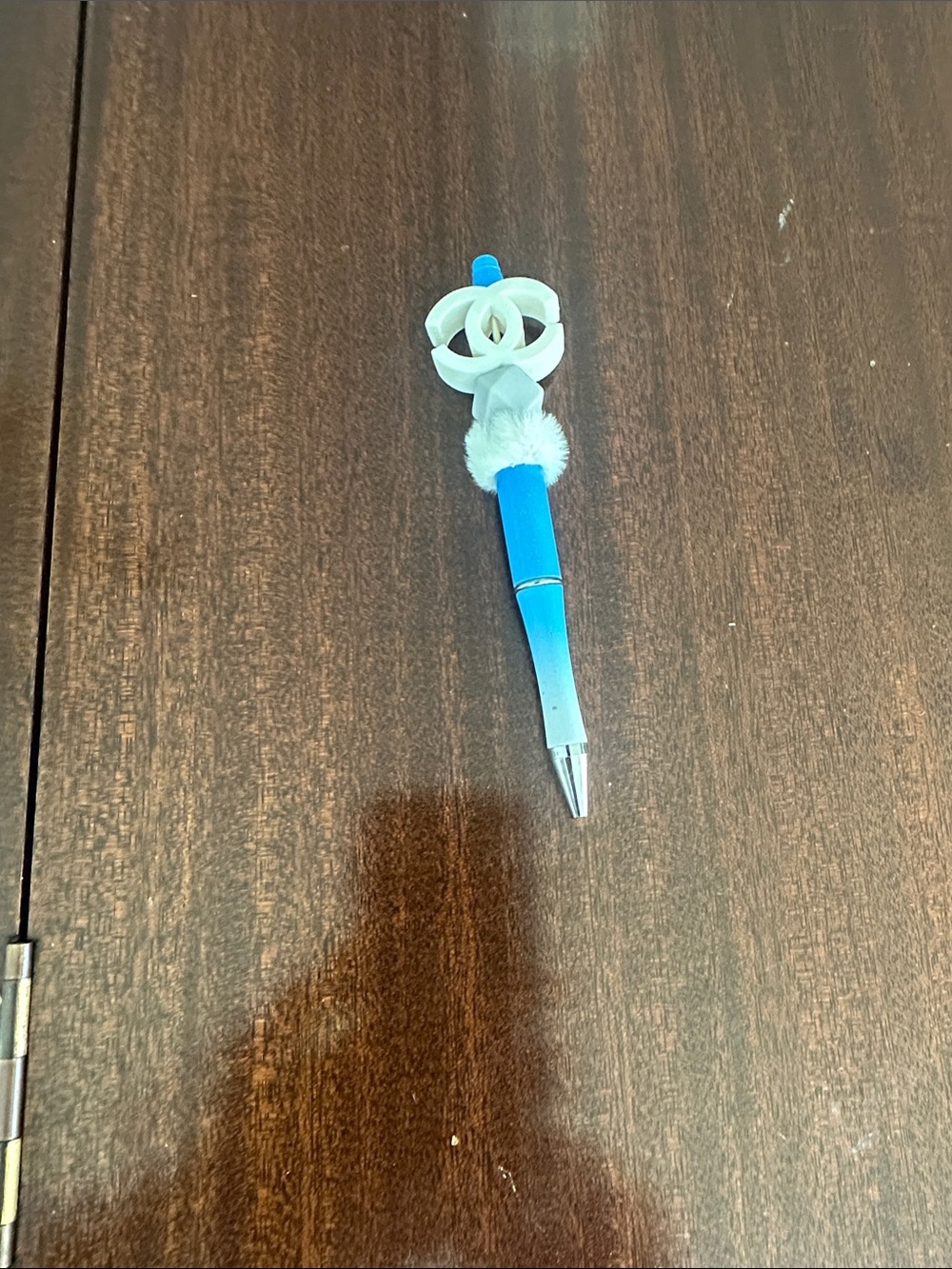Blue Bubble Wand Party Pen with White Pom Pom Accent